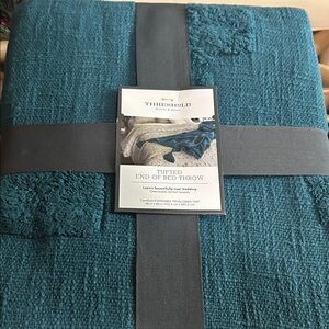 Threshold Teal Textured Bed Throw